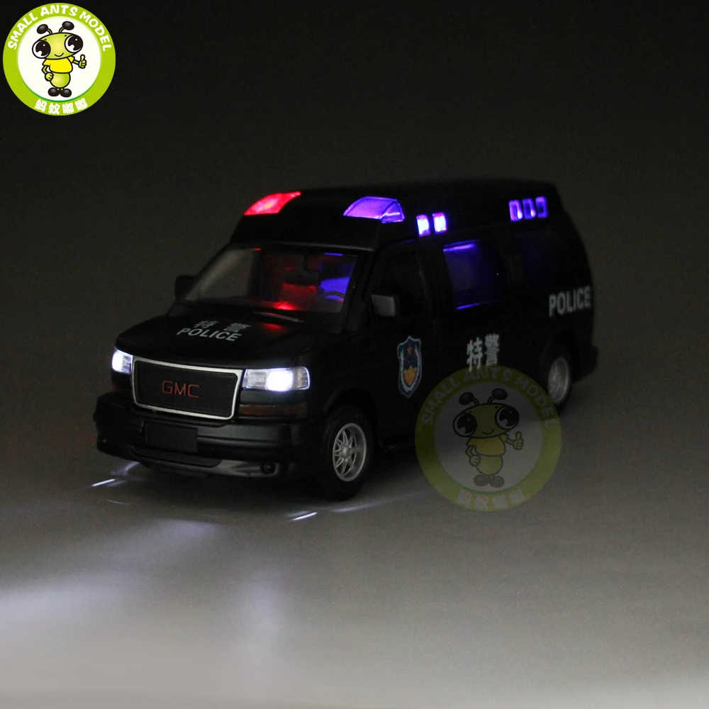 1/32 GMC SAVANA литая под давлением металлическая модель автомобиля игрушка мальчик девочка подарок Вытяните назад звуковое освещение