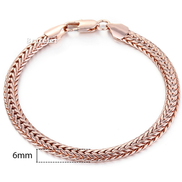 585 Rose Gold Bracelets Curb Snail Foxtail Venitian Link Hand Chain Friendship Jewelry Gifts for Women Girl 7-9inch