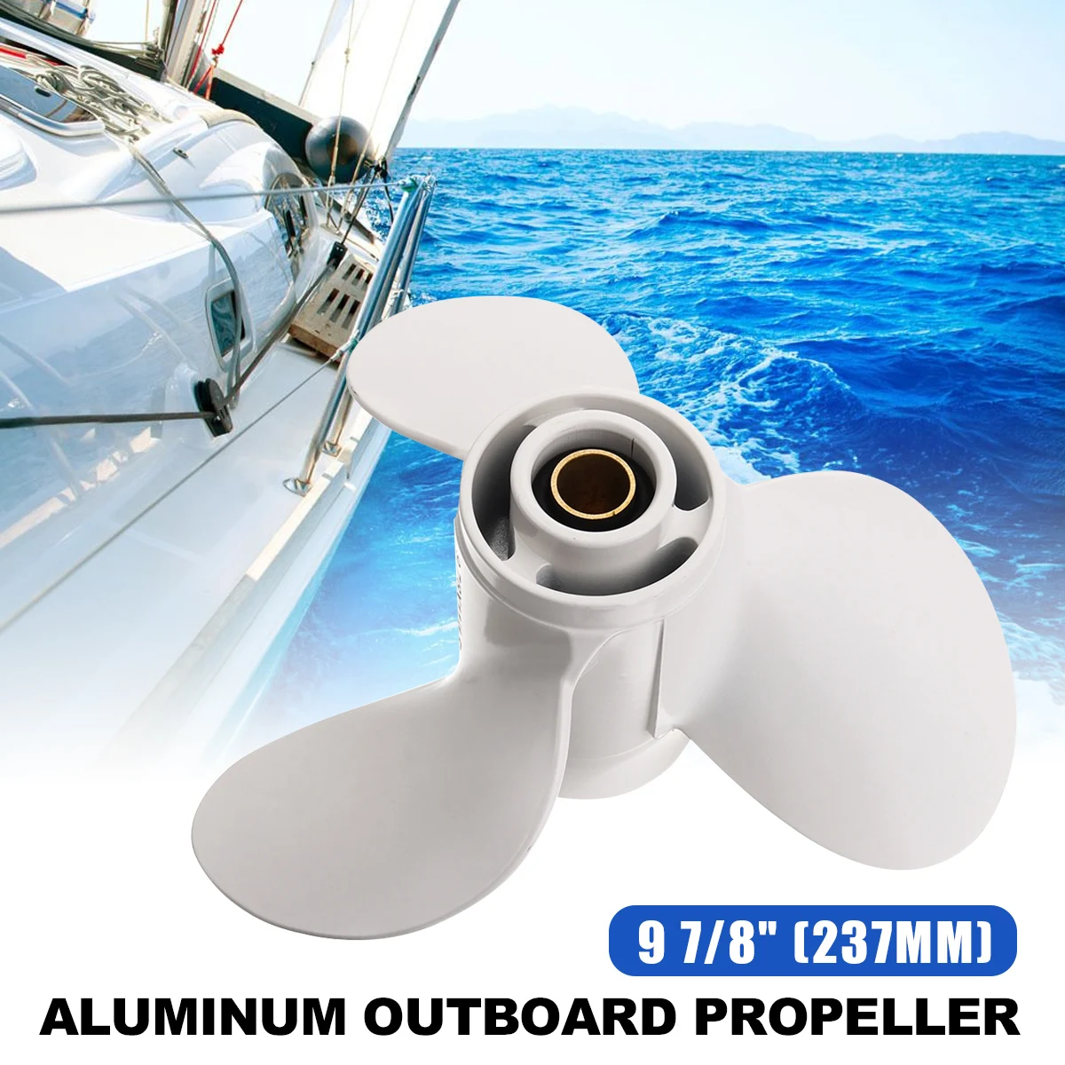 

664-45947-01-EL for Yamaha 20-30HP 9 7/8x11 1/4 Boat Outboard Propeller White Aluminium Alloy 3Blades 10 Spline Tooth R-Rotation
