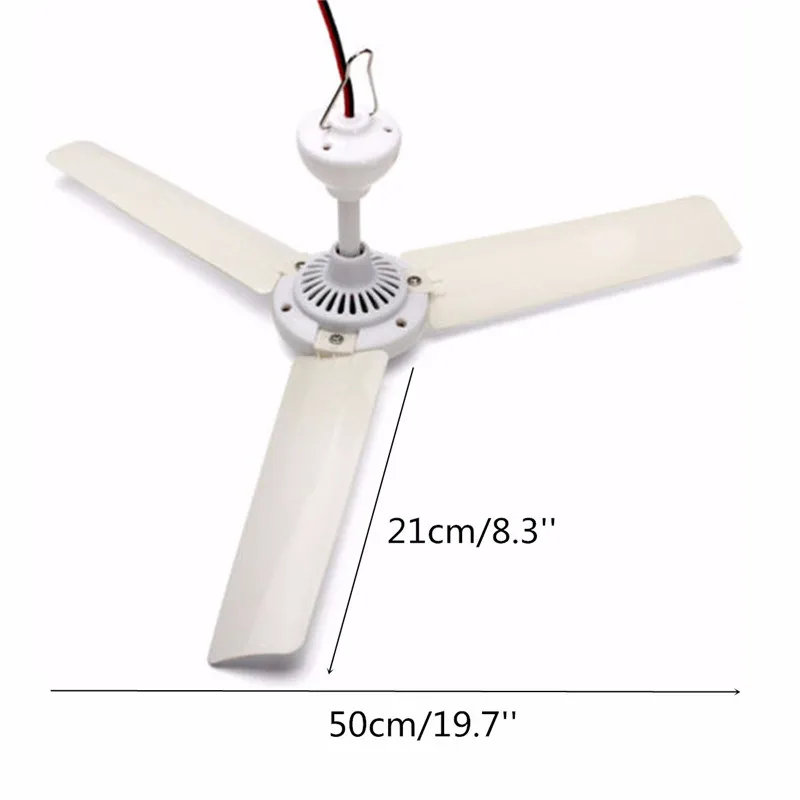 Белый пластик DC 12V 6W 3 листья бесщеточный преобразователь мотор батарея мини потолочный вентилятор