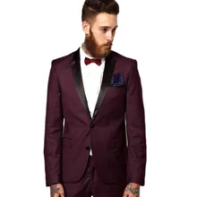 Мужской свадебный костюм, лучший мужской смокинг для жениха, винно-красный, высокое качество, на заказ, для торжественных случаев, мужской костюм(пиджак+ брюки+ галстук