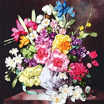 

60X50cm Gorgeous Life Needlework 3d Cross Stitch Kit Unfinished Ribbon Embroidery Painting Fashion Home Decor Painting
