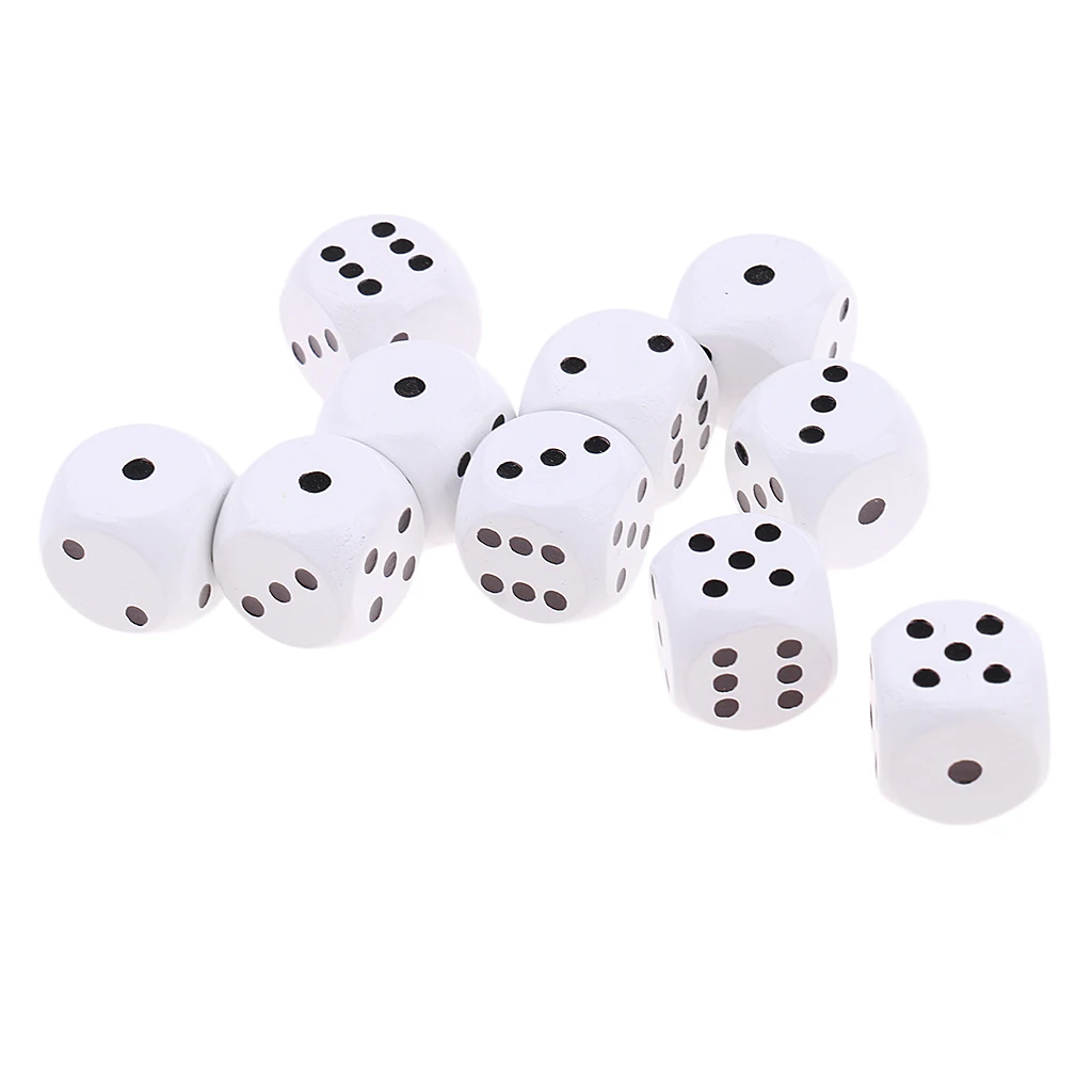 10Pieces Wooden Dice D6 Six Sided Dotted Dice Entertainment For Role Playing Table Card Games Various Colors   
