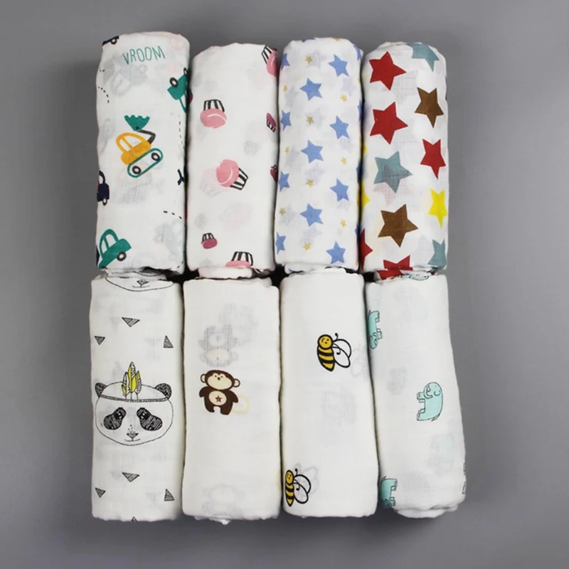 120x120 см 2 Слои муслина мультфильм детские пеленает мягкие одеяла для новорожденных банное марли Полотенца спальные принадлежности чехол