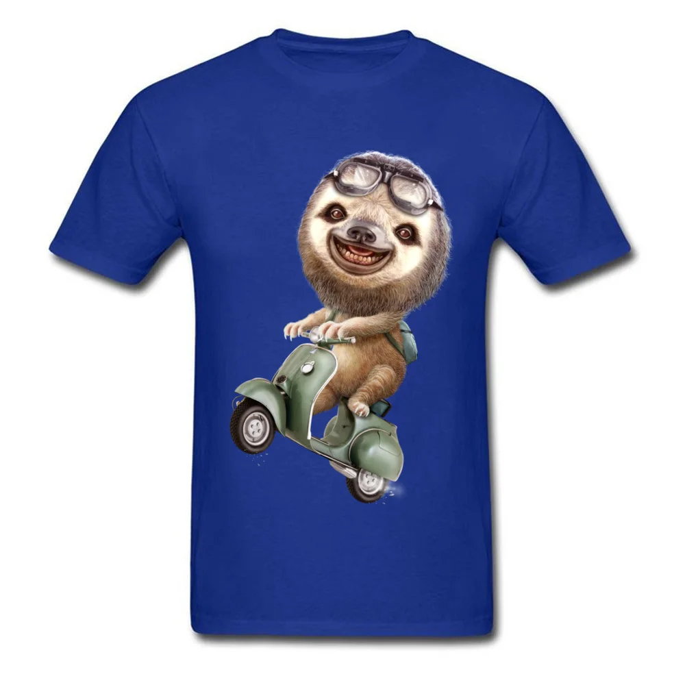 RUNAWAY SLOTH T-shirts Cool Short Sleeve Fashionable Round Neck Cotton Fabric Tops Shirt Clothing Shirt for Men Fall RUNAWAY SLOTH blue