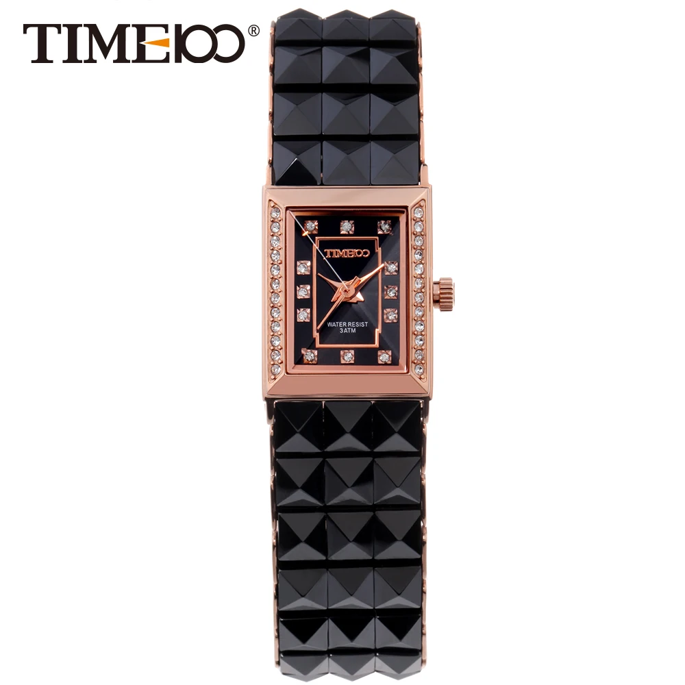 

Time100 Women's Ceramic Watches Diamond Dial Black Bracelet Waterproof Ladies Quartz Wrist Watches For Women Gift reloj mujer