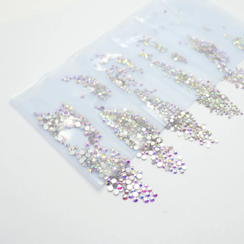 Смешанные 6 размер блестящие 3d кристаллы для ногтей Стразы стеклянные бусины-бриллианты украшения аксессуары для ногтей камни амулеты набор