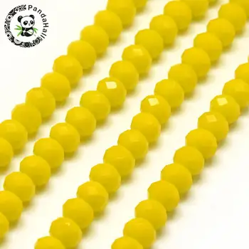 

Opaque Solid Color Crystal Glass Abacus Beads Strands, Faceted, Yellow, 8x6mm, Hole: 1mm; about 71pcs/strand, 16.5"