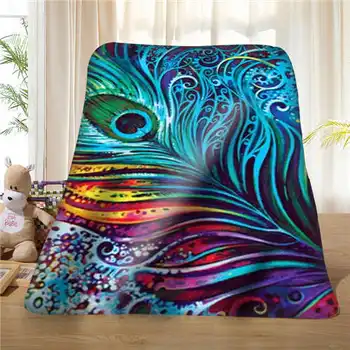 

Custom Picture-Beautiful-sky-blue-peacock- Blanket Soft Fleece DIY Your Picture Decoration Bedroom Sofa Multi Size#929-02-001-45