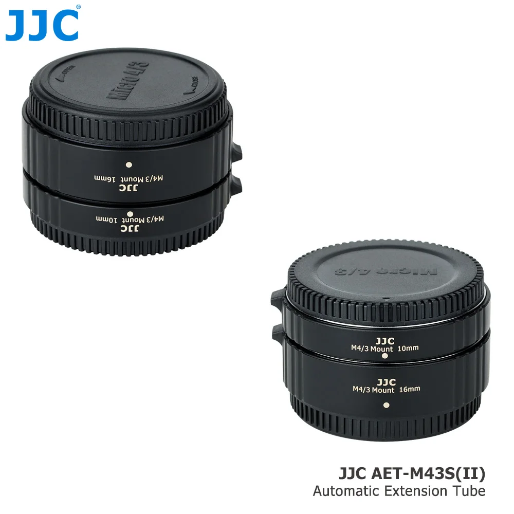 JJC AET-M43S(II) 10 мм/16 мм автоматическая удлинительная трубка для Olympus/Panasonic M4/3 крепление с крышкой корпуса камеры/крышка заднего объектива