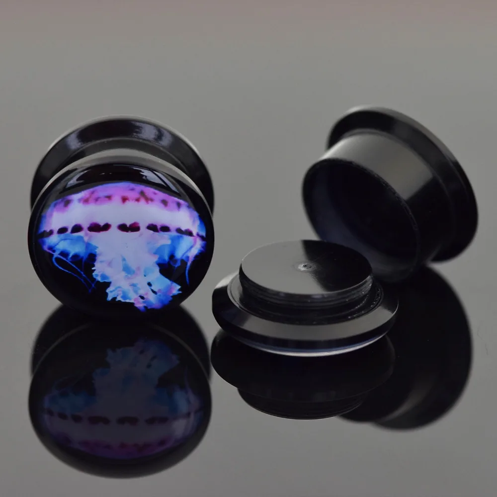 2016 NEW Ear Expander Piercings 1 Pair Acrylic Jellyfish Screw Ear