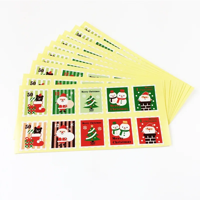 

100 Pcs/lot 'Merry Christmas' Stamp Shape Seal Stickers Gift Decoration Stickers Cookie Packaging Bag Paper Seal Label Sticker