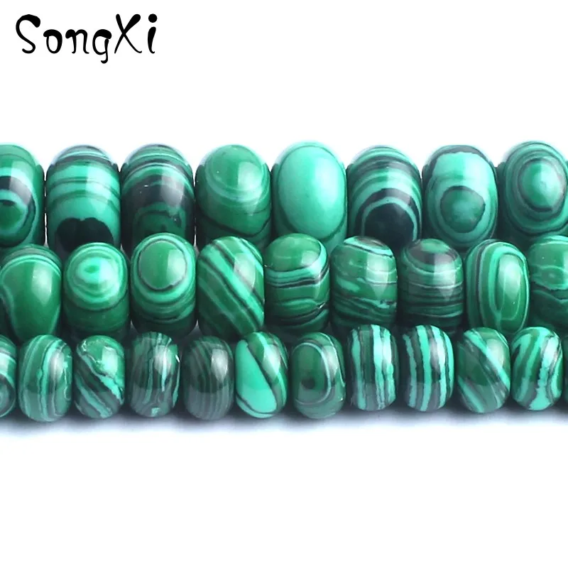 

Malachite Rondelle Flat Round Loose Stone Beads Spacer 15 inches Size 6 8 10mm Bracelet Necklace Diy Earrings For Jewelry Making