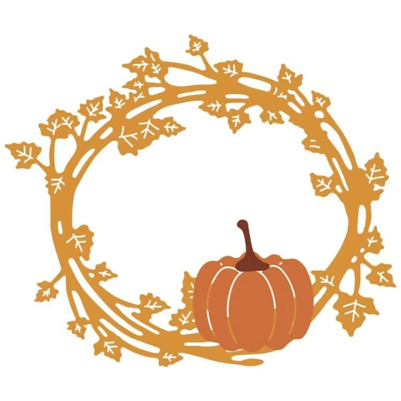 

HamyHo Pumpkin Vines Frame Metal Cutting Dies Stencil for Scrapbooking Greeting Card Making 2019 New Etched Embossing Die Cuts