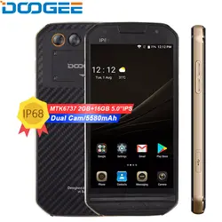 DOOGEE S30 IP68 Водонепроницаемый мобильного телефона 5580 mAh Двойная камера 5 V/2A 5,0 "HD Android 7,0 2 GB Оперативная память 16 Гб Встроенная память смартфона