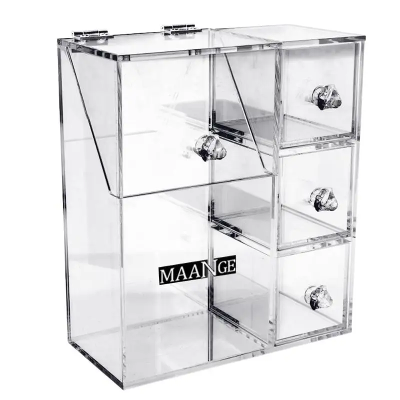 

Clear Acrylic Cosmetic Tools Container Storage Box Acrylic Cosmetic Case Multi Grids Drawers Clear Makeup Brush Storage Case