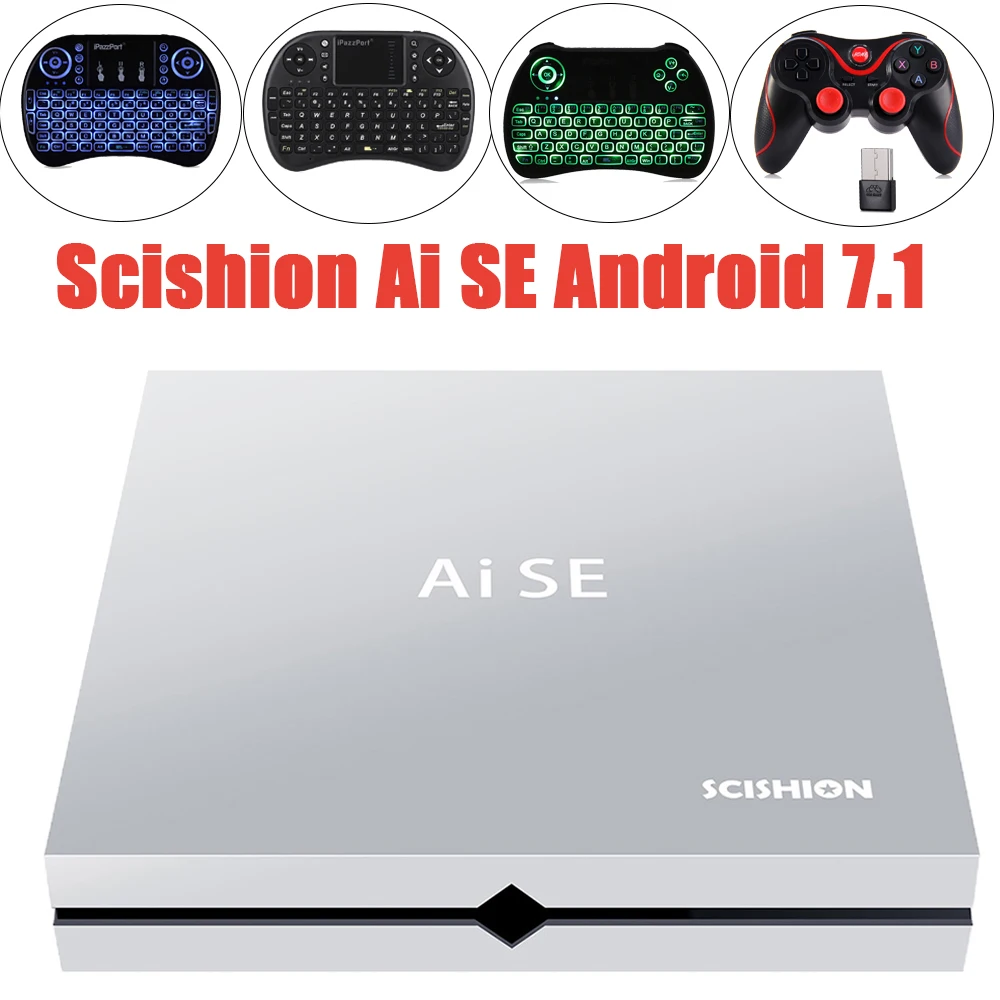 

Scishion Ai SE Game Box Smart Multimedia Player Android7.1 RK3399 4GB 64gb 2.4G 5G WiFi Support 4K 100Mbps LAN USB3.0 TV BOX