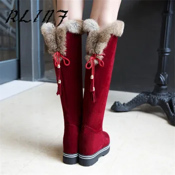 

RLINF Casual Fashion Thick Bottom Over The Knee To Increase The Flat Bottom High Tube Stovepipe Snow Boots