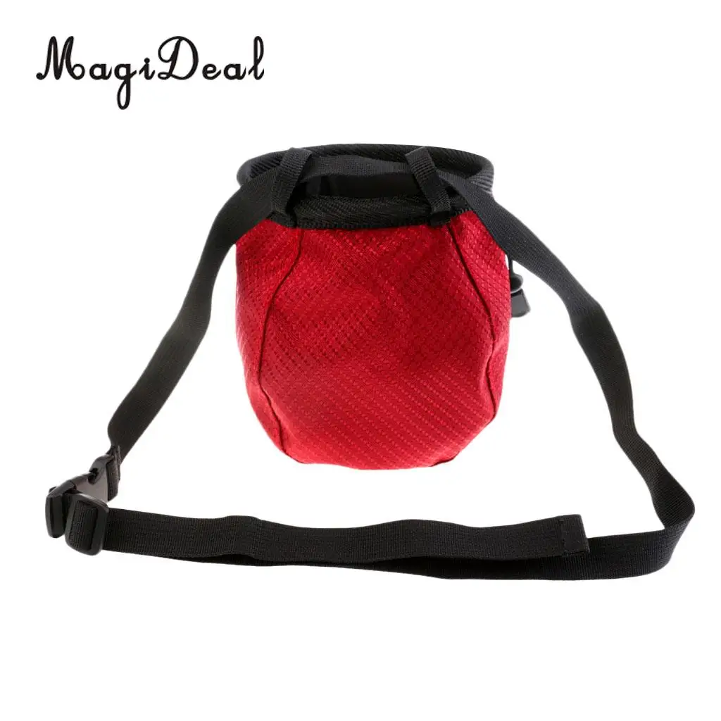 MagiDeal Cylinder Chalk Bag Pouch for Rock Climbing with Drawstring Corded Closure and Waist Belt