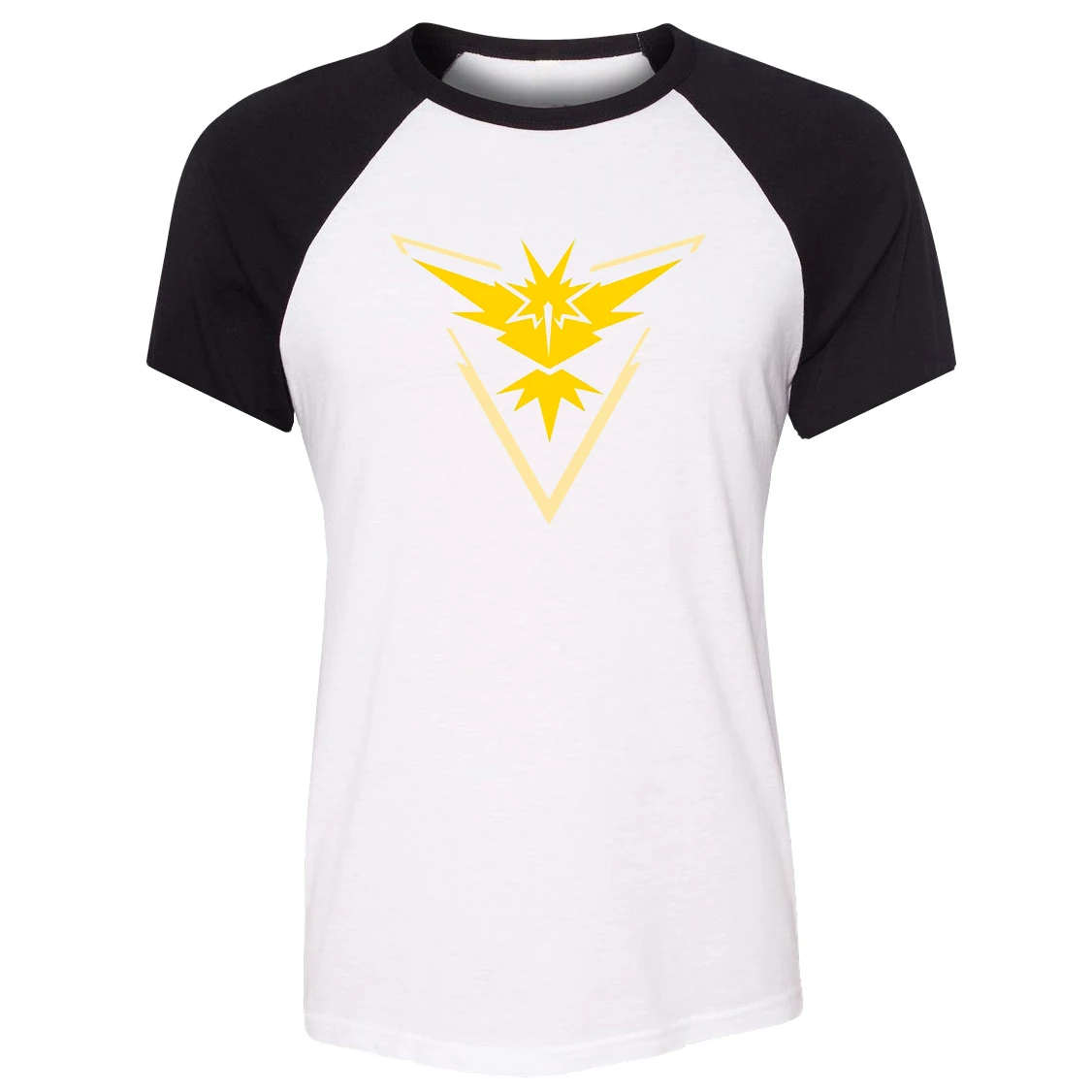 

iDzn Summer T-shirt Pokemon Go Game Fans Zapdos Team Yellow Team Pattern Raglan Short Sleeve Women T shirt Girl print Tee Tops