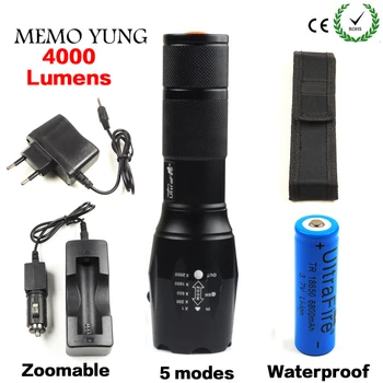 

E17 LED Flashlight 18650 zoom torch waterproof flashlights XM-L T6 3800LM 5 mode led Zoomable light For 3x AAA or 3.7v Battery