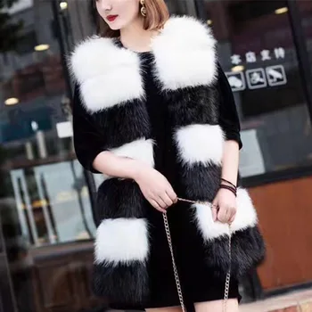 

New Fashion Women Winter Clothes Imitation Fox Fur Vest thin long Vest Fauxl fur Coat Jacket