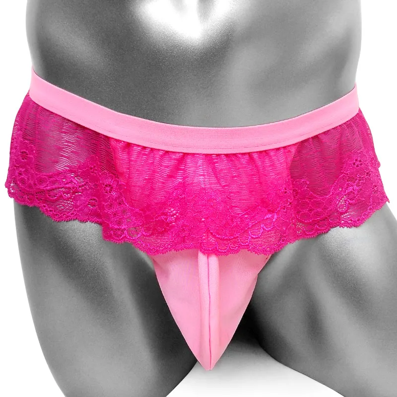 

Men Lingerie Night Panties for Gay Male Sissy Hot Bikini T back Lace Underwear Underpants with Bulge Pouch Bikini Sexy Thong