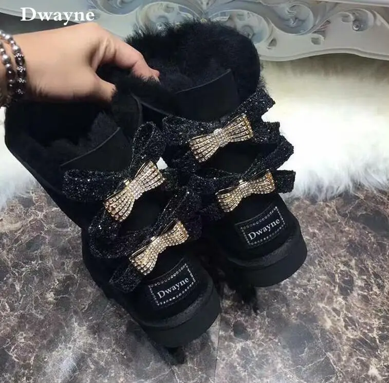 2018 Australia style Winter Women Snow Boots two diamond bows Winter Boots Women Genuine sheep Leather and real fur boots 2018 Australia style Winter Women Snow Boots two diamond bows Winter Boots Women Genuine sheep Leather and real fur boots