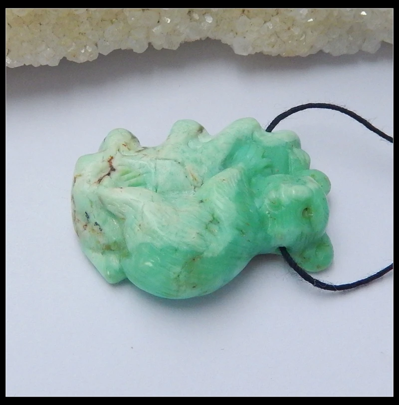 Дизайн! натуральный камень Chrysoprase резные коала драгоценный камень отверстие сбоку ожерелье подвеска 38x28x11 мм 14,4 г