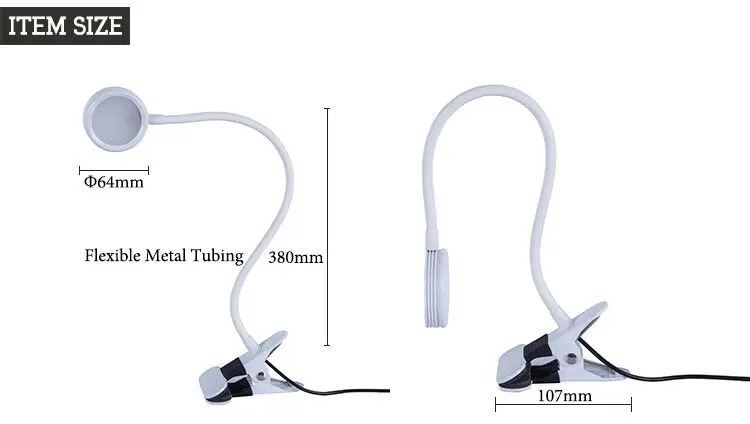 Новинка, настольная лампа с зажимом, Офисная Светодиодная настольная лампа, гибкая светодиодная настольная лампа для чтения, светодиодный светильник, 3 уровня яркости и цвета