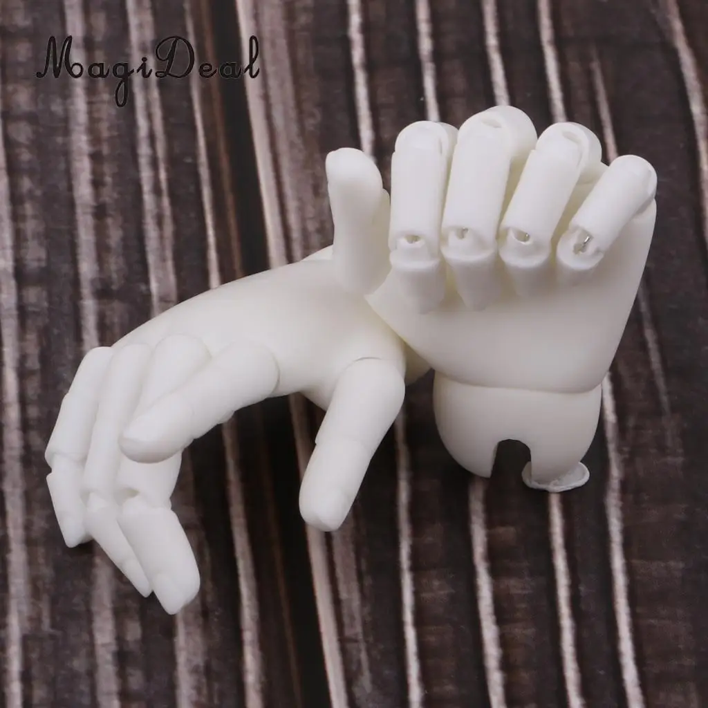 1/4 Resin Flexible Jointed Hands for BJD Dolls DIY Making Accessories White Skin