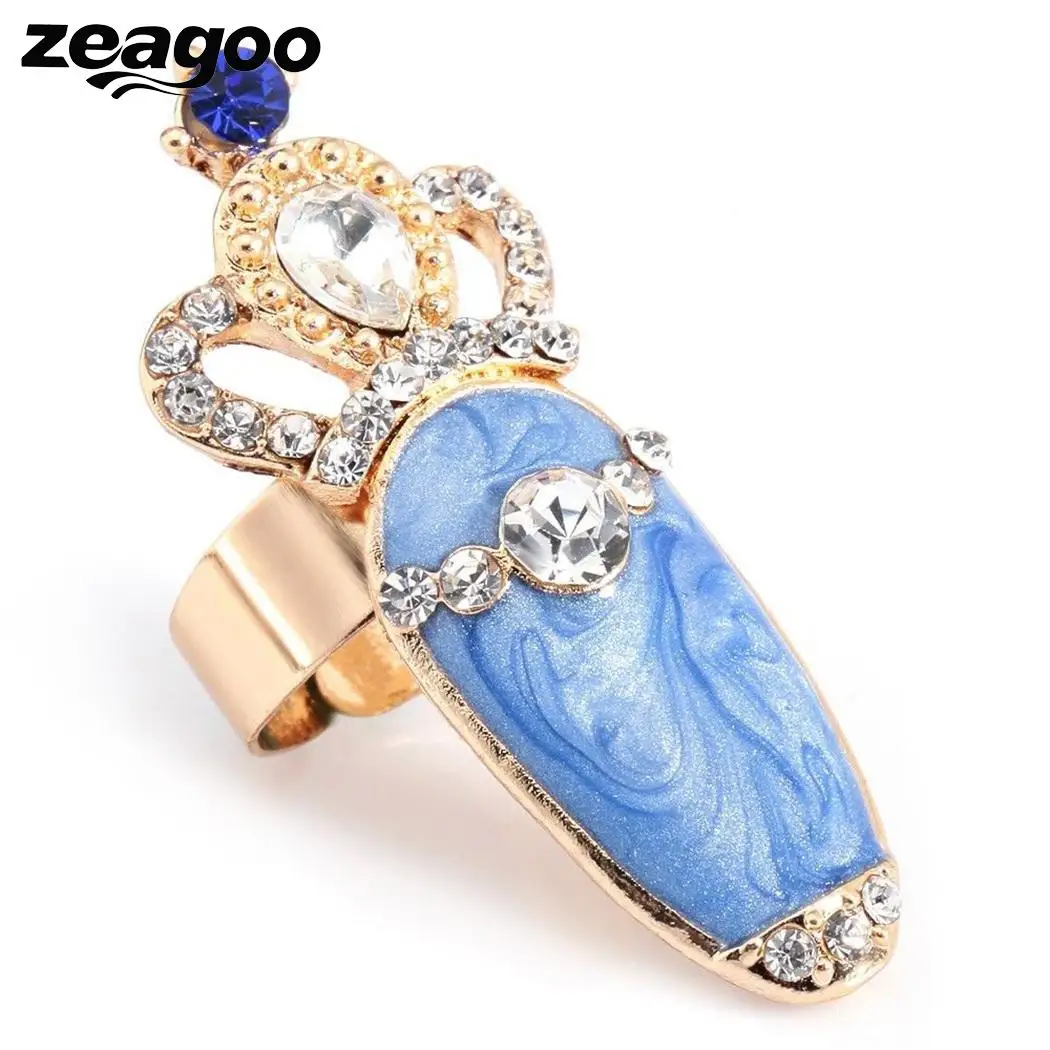 

Fashion Rhinestone Nail Ring Bowknot Flower Gifts Women Charm Ring Finger