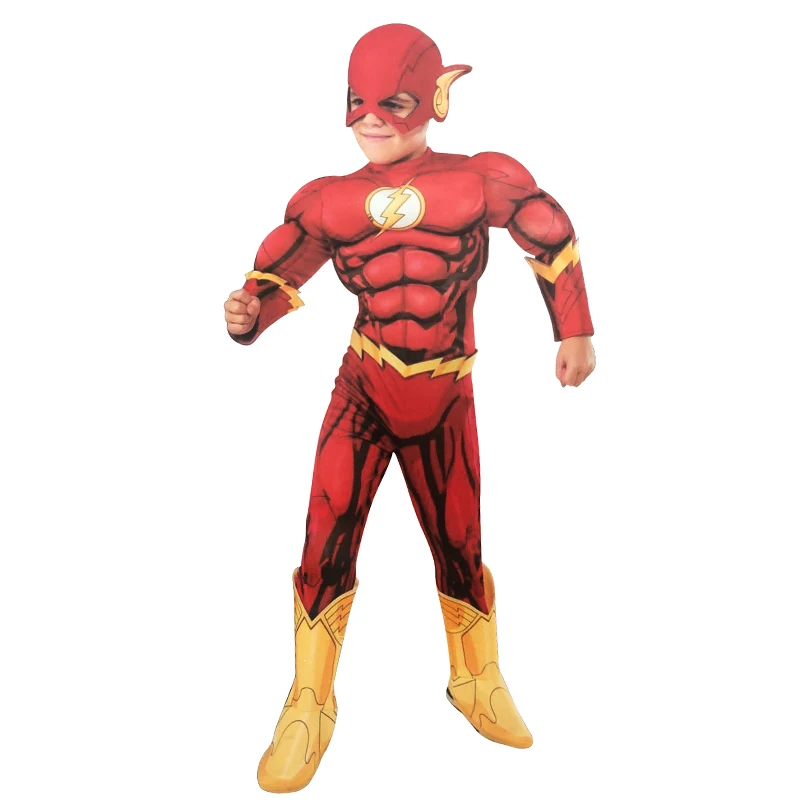 Дети The Flash Muscle Superhero Необычные Костюмы для косплея Хэллоуин комиксы Фэнтези фильм Карнавальная вечерние Flashman Костюмы для косплея