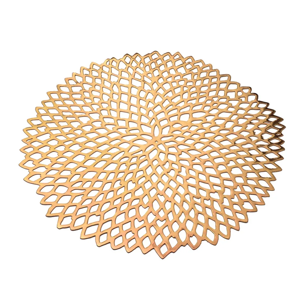 

1 pcs Gold Silvery Round Placemats Kitchen PVC Table Mats for Dining Table Drink Coasters Set Coffee Cup Pad Hotel Restaurant