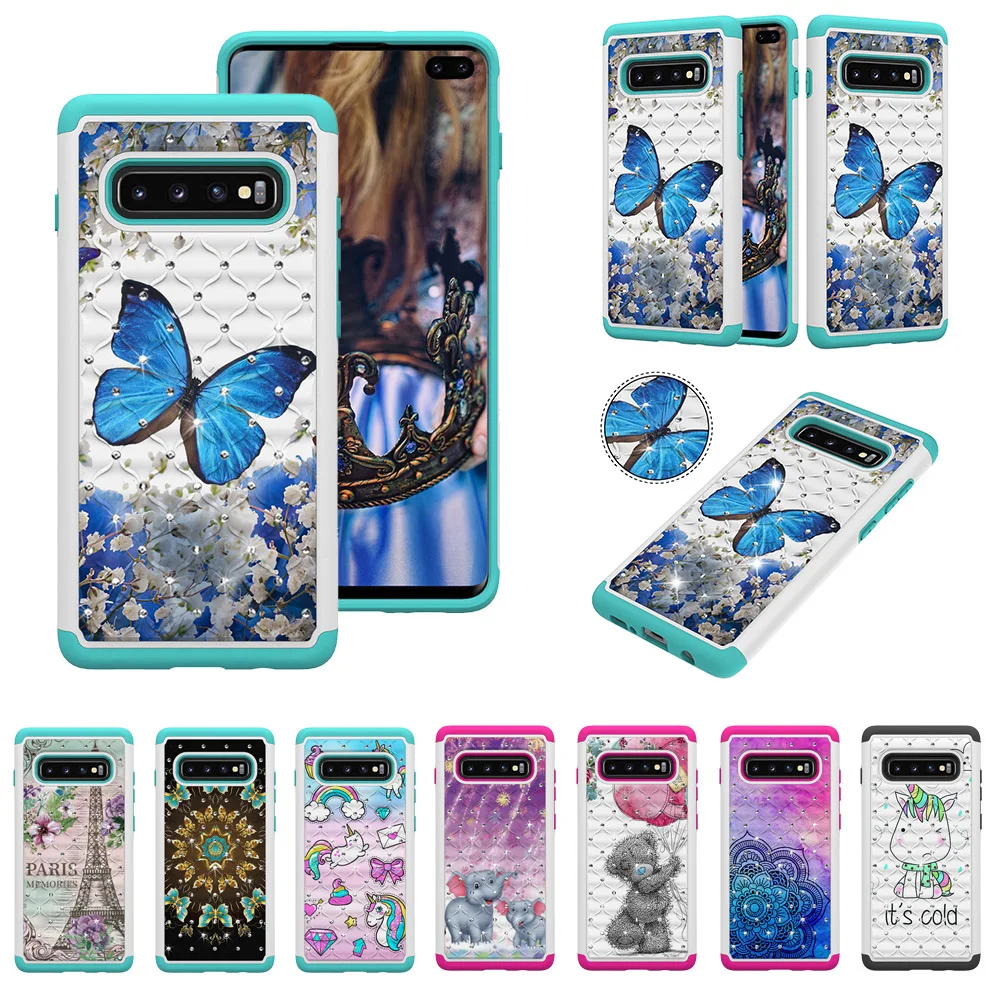 

Bling Shockproof Hybrid Rugged Hard + Soft TPU Phone Case Cover for Samsung Galaxy S10 S9 Plus S10E