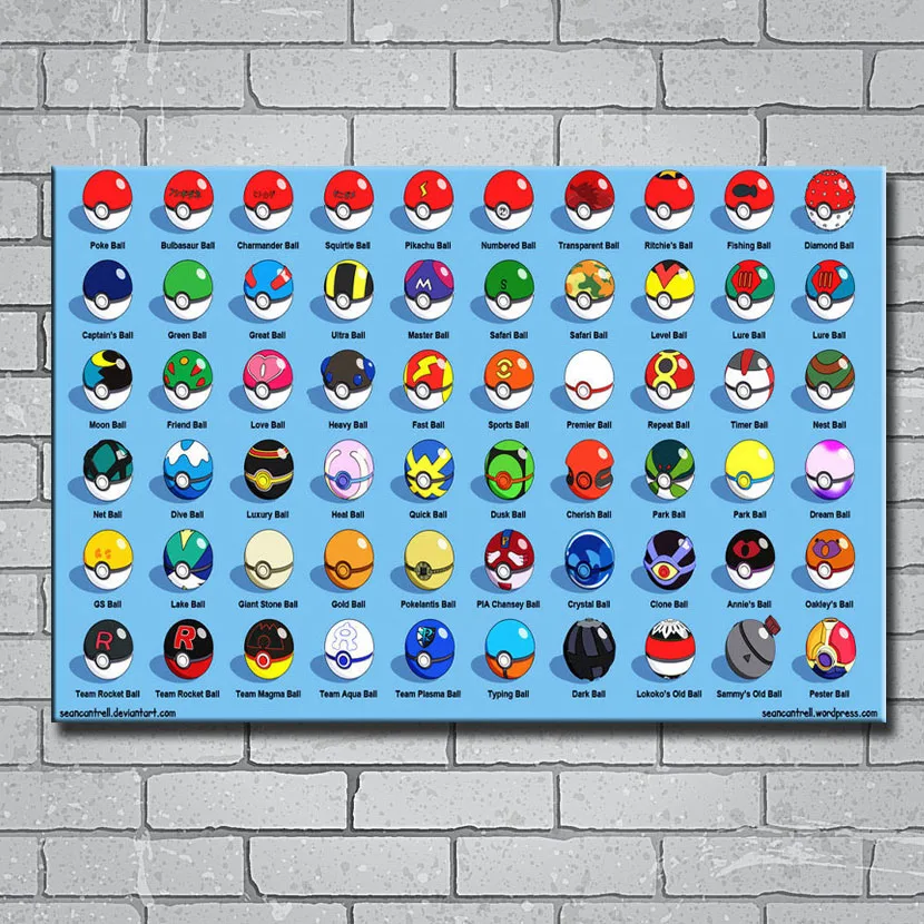 

Y251 Pokemon - Monster Balls Anime 14x21 24x36 27x40 Inch Art Silk Poster Print Canvas Wall Sticker