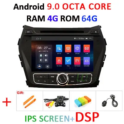 DSP 4G 64G Android 9,0 ips экран 2 Din Автомобильный dvd-плеер для hyundai IX45 Santa fe 2013 gps плеер навигация Радио стерео - Цвет: 9.0 4G 64G DSP