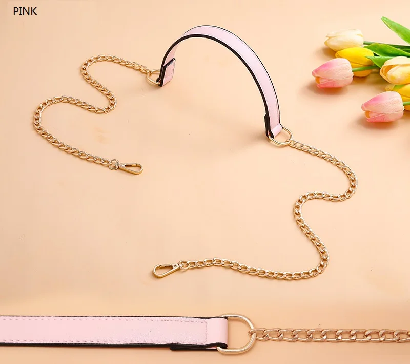 Women's Bag Chain Bag Strap Bag Shoulder Strap Accessories Shoulder Slung Metal Chain Bag with Leather Chain Wide Shoulder Strap