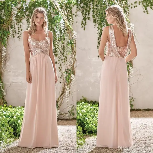 sparkly lovertjes kralen chiffon bruidsmeisjekleding goedkope lange