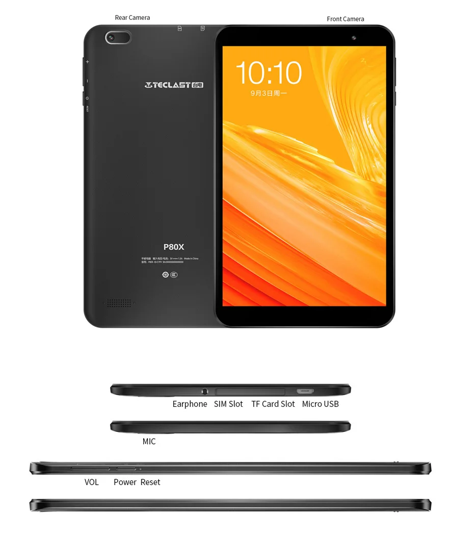 Планшет Teclast P80X, 4G, Android 9,0, нетбук, фаблет, планшеты, 8 дюймов, 1280x800, SC9863A, четыре ядра, 2 Гб ram, 32 ГБ rom, gps, двойная камера