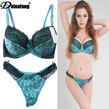 Комплект нижнего белья женский сексуальный комплект с бюстгальтером большого размера вышитые кружевные стринги и бра и трусики набор C D E 34 36 38 40 сексуальный комплект нижнего белья