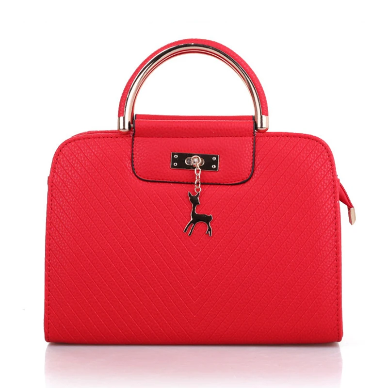 Fashion Handbag New Women Leather Bag Large Capacity Shoulder Bags Casual Tote Simple Top-handle Hand Bags Deer Decor