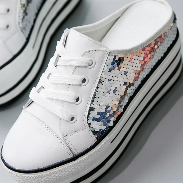 Augmenté Dame Femmes Slip D'été Marque Chaussures Coins À Gliter Mode on Jorrkrrix Blanc Compensées Formateur 2019 Semelles iPZwTXuOk