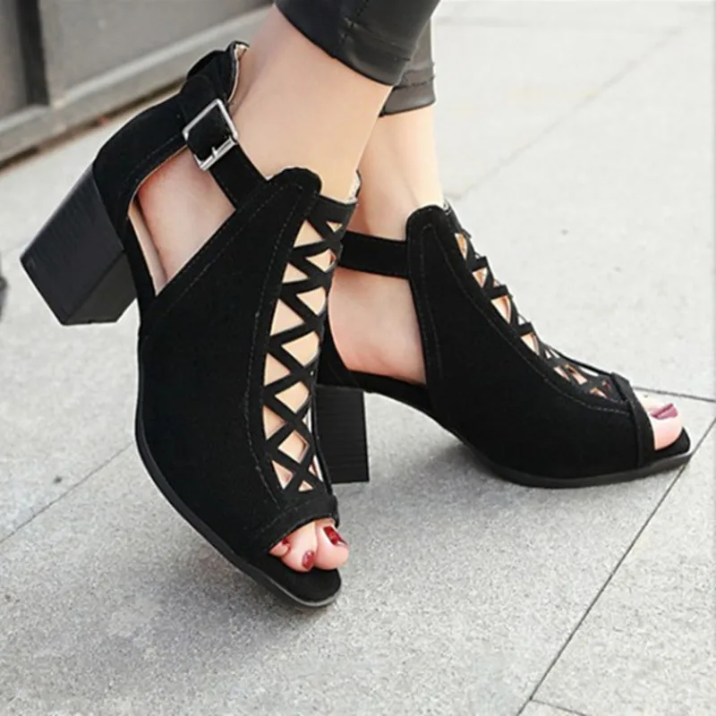 

Suihyung Women Sandals Plus Size 35-43 High Heel Gladiator Casual Shoes Summer Outside Slides Woman ZIP Sandals Sandalias Mujer