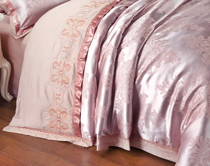 Waliicorners Gold Silver Beige Luxury Silk Jacquard Bedding set Queen King size Duvet cover set Embroidery Bed sheet Linen set Pillowcases 23 IMG_7225