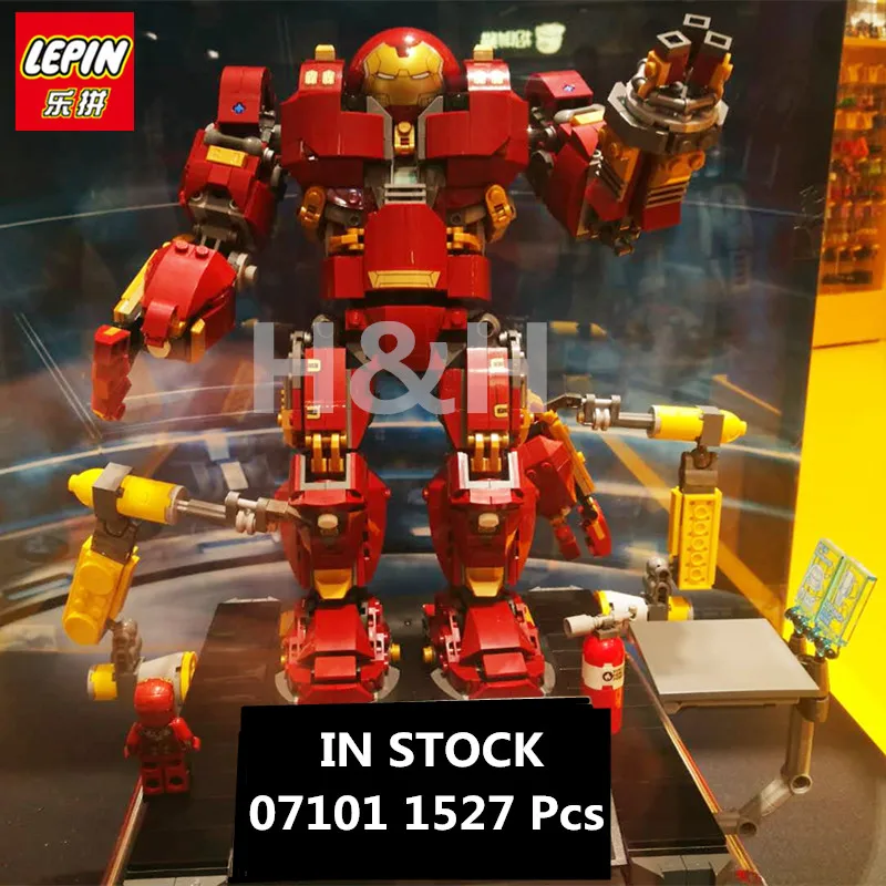 

IN STOCK Lepin 07101 1527Pcs Super Genuine Hero Compatible with 76105 Iron Man Anti Hulk Mech Toy Building Bricks Blocks Model
