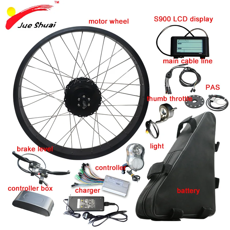 Cheap 48V 1000W Electric Bicycle Kit with 48V 20AH Lithium Battery 4.0 Tire Fat Bikes 20" 26" Motor Wheel Ebike electronic diy kit 1