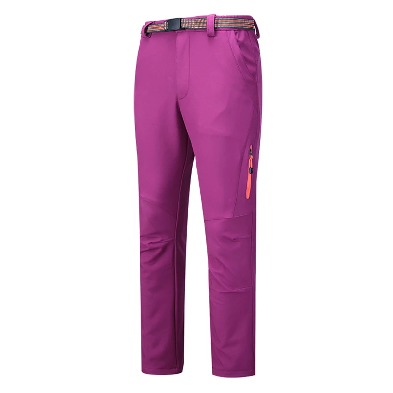 Mujeres Softshell al aire libre Pantalones de senderismo camping impermeable a prueba de viento trekking fleece interior Pantalones femenina escalada Windstopper