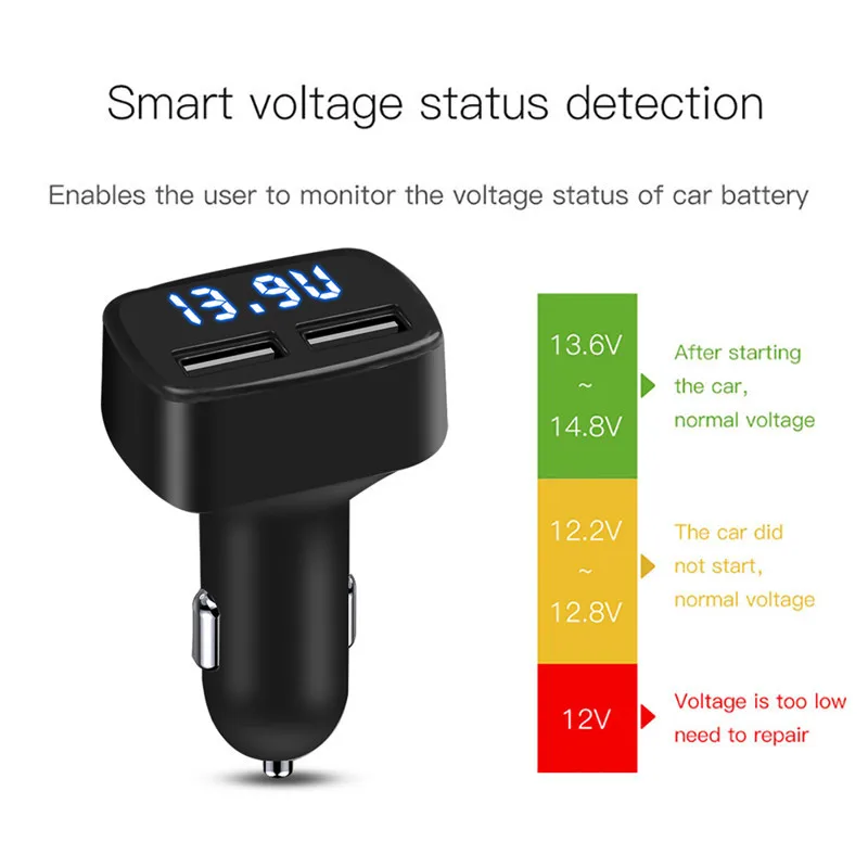 3.1A Dual USB Автомобильное зарядное устройство 5 В Универсальный 4 в 1 Напряжение/температура/ток метр тестер адаптер цифровой светодиодный дисплей для huawei