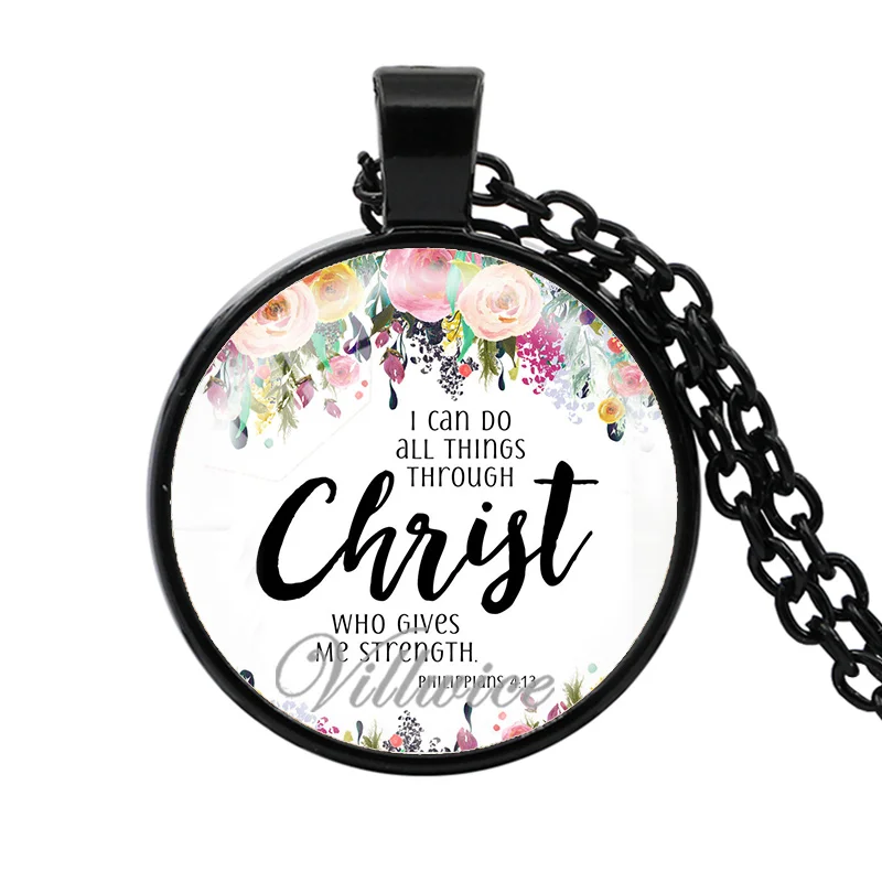 

New Bible verse necklace I can do all things through christ who gives me strength scripture quote jewelry christian faith gifts